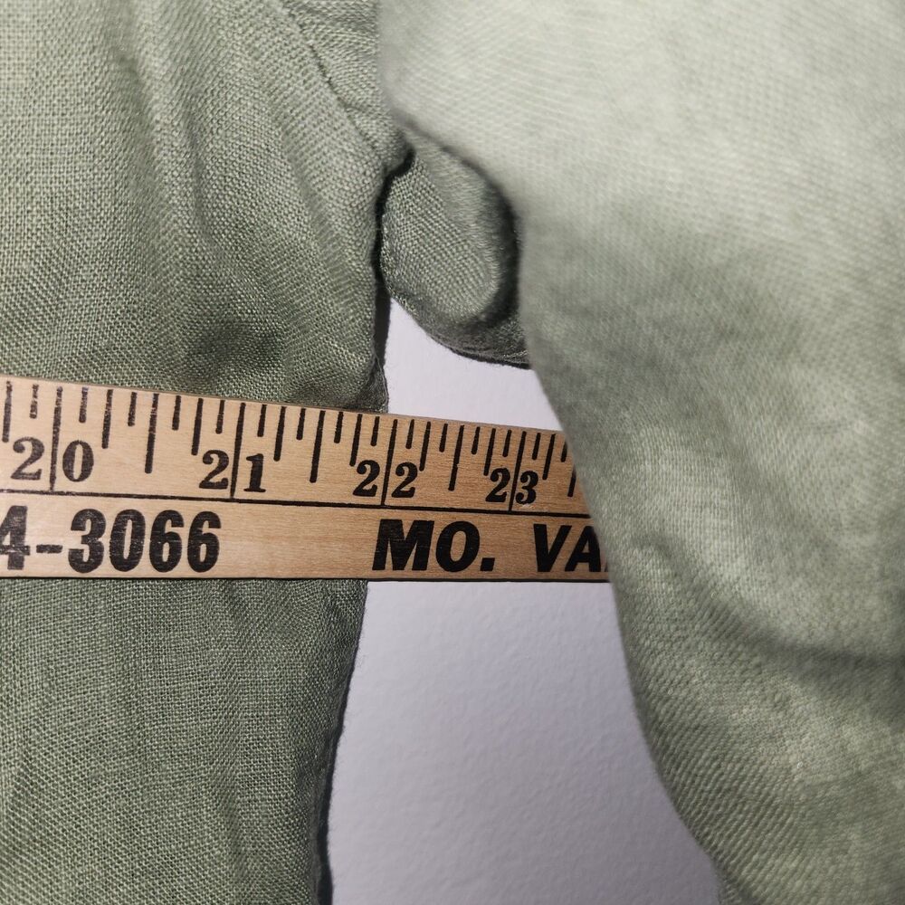 Rachel Zoe Top Shacket Green Linen Flax Lagenlook Pockets Medium - Picture 5 of 6